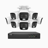 ADLK500 - 3K 8 Kanal außen Kabelgebunden Überwachungskamera-Set mit 8 Kameras, Zwei Lichtern Nachtsicht, f/1.2 Superblende, 4-in-1 Ausgangssignal, Eingebautes Mikrofon, IP67 wetterfest